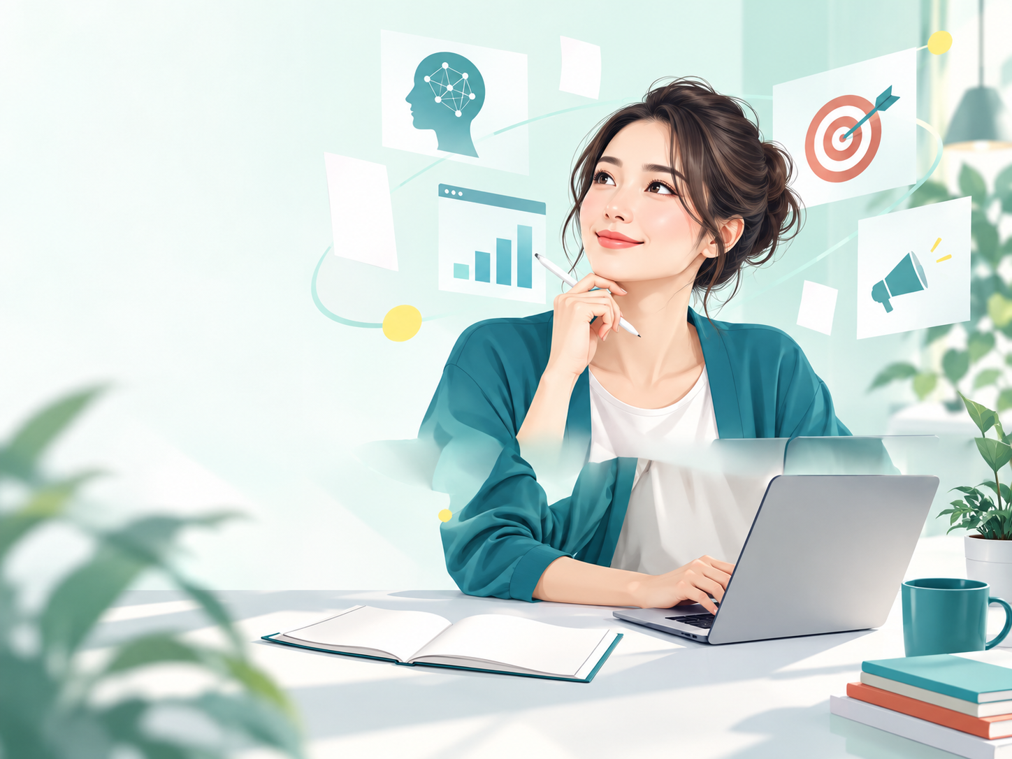 AIとWebマーケティングを学ぶイメージ
